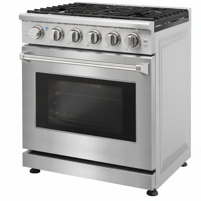 30-Inch Professional Freestanding Pro-Style Natural Gas Range or Liquid Propane Gas Range with 5 Burners, 4.55 Cu.Ft. Oven Capacity, in Stainless Steel - KOS-30RG03M (Stainless Steel)