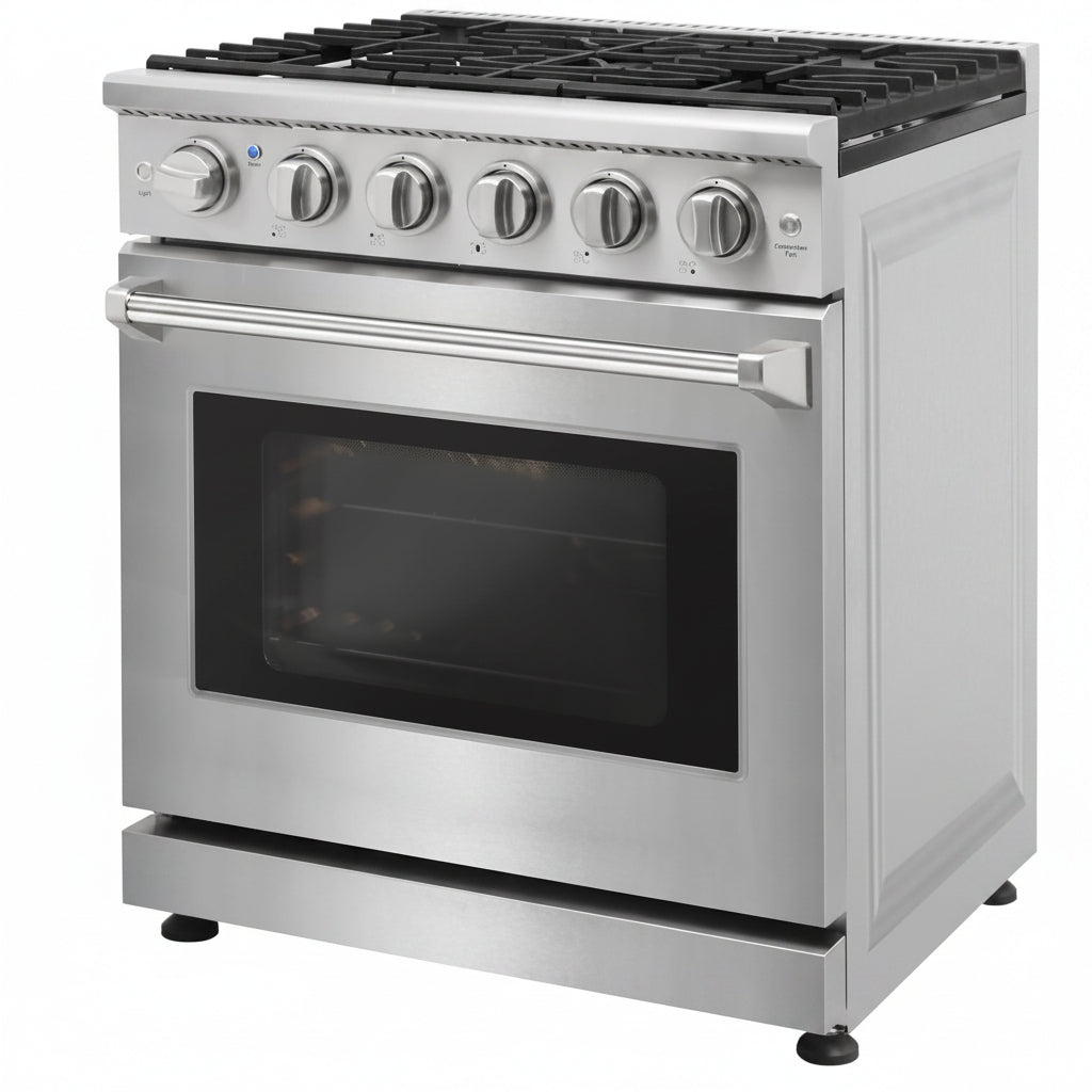 30-Inch Professional Freestanding Pro-Style Natural Gas Range or Liquid Propane Gas Range with 5 Burners, 4.55 Cu.Ft. Oven Capacity, in Stainless Steel - KOS-30RG03M (Stainless Steel)