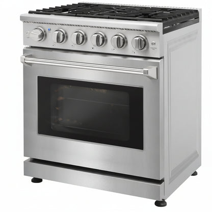 30-Inch Professional Freestanding Pro-Style Natural Gas Range or Liquid Propane Gas Range with 5 Burners, 4.55 Cu.Ft. Oven Capacity, in Stainless Steel - KOS-30RG03M (Stainless Steel)