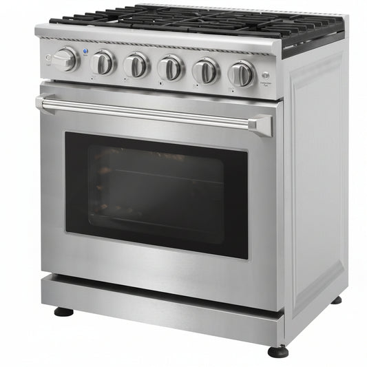 30-Inch Professional Freestanding Pro-Style Natural Gas Range or Liquid Propane Gas Range with 5 Burners, 4.55 Cu.Ft. Oven Capacity, in Stainless Steel - KOS-30RG03M (Stainless Steel)