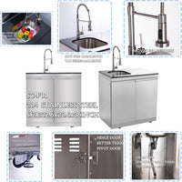 Outdoor Kitchen Island Built to Last, 72000 BTU 4-Burner, Stainless Steel, Refrigerator & Sink