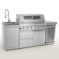 Outdoor Kitchen Island Built to Last, 85" Length, 6-Burner 85000 BTU, Wine Cooler, Granite Top