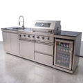 Outdoor Kitchen Island Built to Last, 72000 BTU 4-Burner, Stainless Steel, Refrigerator & Sink